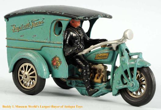 Hubely cast iron toys wanted Buddy L Museum world's larget buyer of vintage Hubley Toys, Arcade cast iron toys, vindex cast iron motorcycles Free toy appraisals